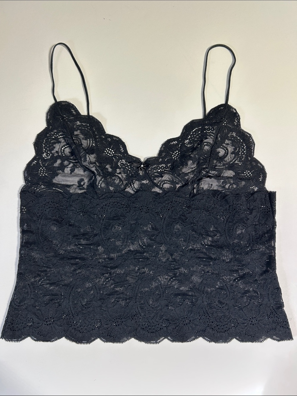 Black Crop Top Women Small Black Lace Sheer Cami Empire Babydoll estimate size S